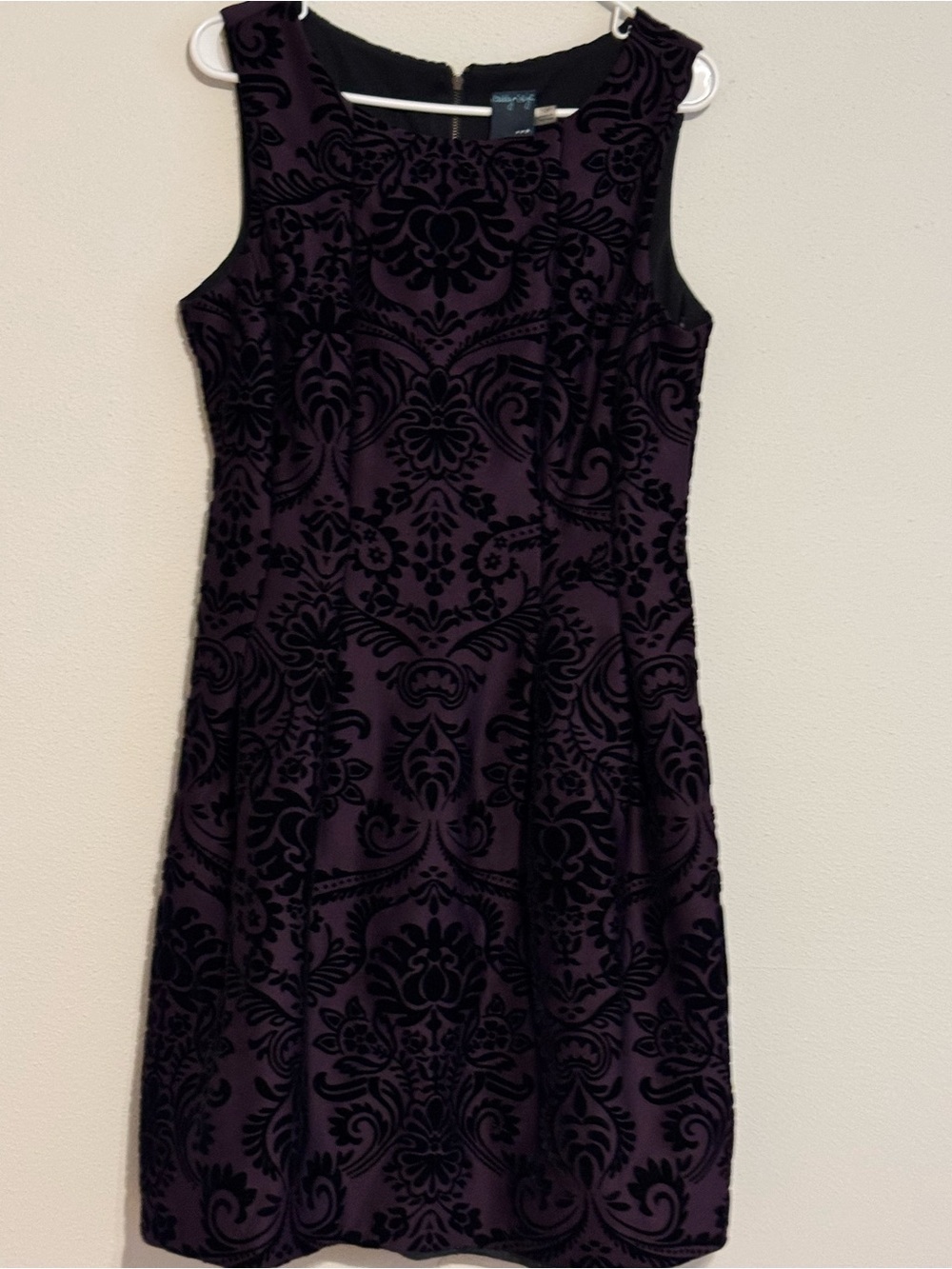Gabby Skye Purple Dress with black Flocked Damask